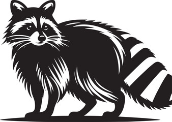 Black white  Raccoon silhouette vector art illustration