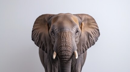 Obraz premium Close Up Portrait of an Elephant with White Background