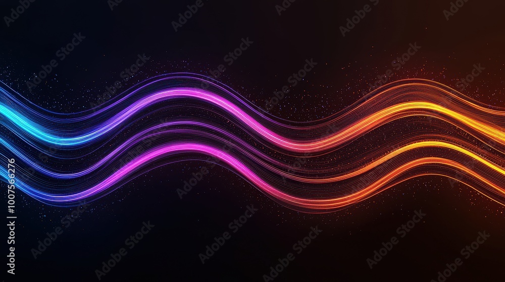 Poster abstract background with glowing waves and sparkles