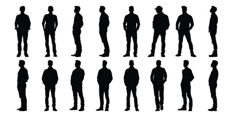 Man silhouettes set, people pack of vector silhouette design, isolated background