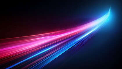 A vibrant display of light beams in pink and blue, flowing gracefully against a dark backdrop, creating a dynamic and futuristic atmosphere.