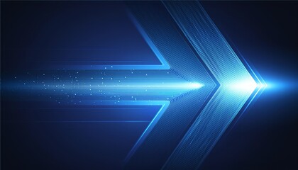 A dynamic blue arrow graphic, conveying speed and direction, featuring glowing particles and a sleek, modern design.