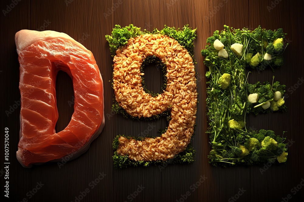 Poster interactive 3d digital meal planning board for a blood type diet, where users can explore animated f