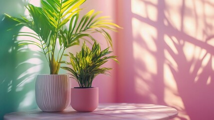 Lush Indoor Plants with Soft Shadows