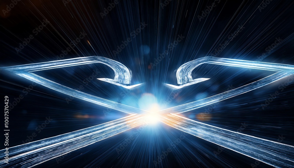 Poster a dynamic image showcasing illuminated lines converging towards a bright center, resembling a futuri