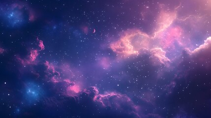Naklejka premium A Cosmic View of a Starry Night Sky with Pink Nebulae