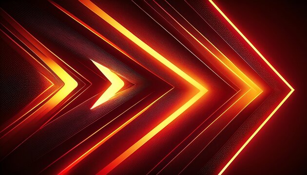 A vibrant, abstract design featuring dynamic arrows in shades of red and orange, creating a sense of motion and energy. - Powered by Adobe