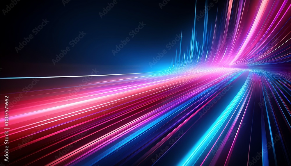 Poster a vibrant display of colorful lights streaking through a dark background, creating a dynamic, futuri