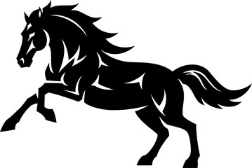 Silhouette of Prancing Black Horse