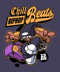 Chill Hiphop Beats Cartoon Illustration Design