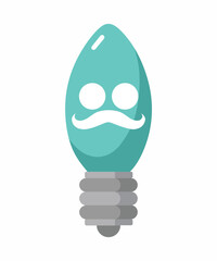 Cute Cartoon colorfull Light Bulb with Expressive Face. his adorable character, featuring big eyes and a smiling expression, is perfect for projects related to Christmas, festive decorations. 