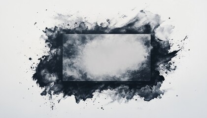 Abstract black ink splatter border with copy space.