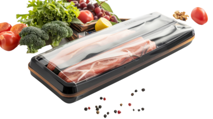 Vacuum sealer for food storage on white background 
