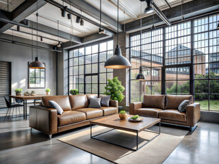 A modern industrial living room