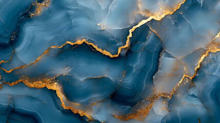 Blue and Gold Abstract Marble Background