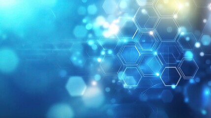 Abstract Blue Background with Geometric Patterns and Lights