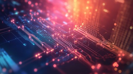 Obraz premium Vibrant Abstract Technology Background with Circuits
