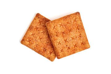 Biscuit cracker with beef floss flavor. isolated on white background. 