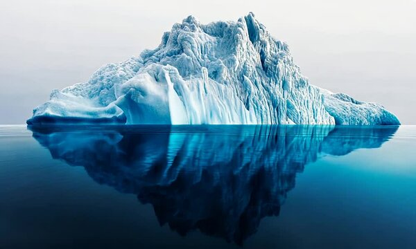 Iceberg with iceberg reflection in water 