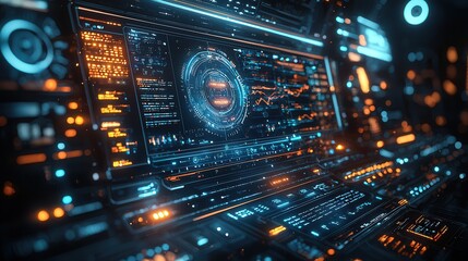 Obraz premium Futuristic Digital Interface with Data Visualization