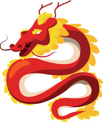 Chinese dragon. Red decorative monster cartoon icon