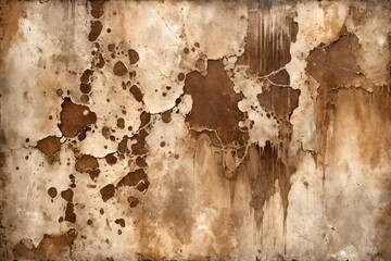 Rust-stained and peeling wall texture with weathered, cracked surface