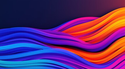 Naklejka premium Abstract Wavy Lines Neon Blue Orange Pink Gradient Background