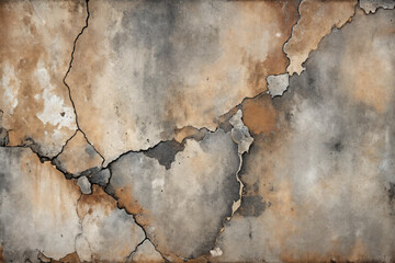 Rust-stained and peeling wall texture with weathered, cracked surface