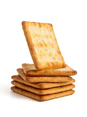 Biscuit crackers with sugar flavor.  Isolated on white background.