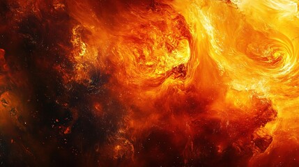 Vibrant Abstract Orange and Yellow Swirls in Space