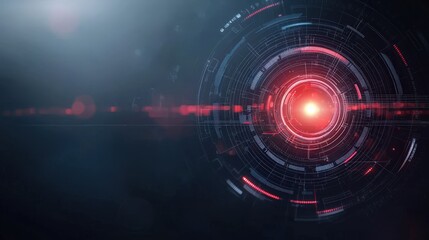 Obraz premium A captivating abstract background featuring futuristic technology elements in red and dark tones, ideal for science, innovation, and digital themes.