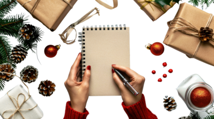 Holiday wish list on white background