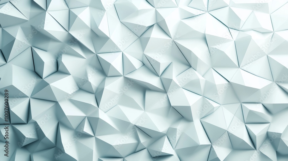Poster abstract geometric background with three-dimensional triangular shapes and soft colors.