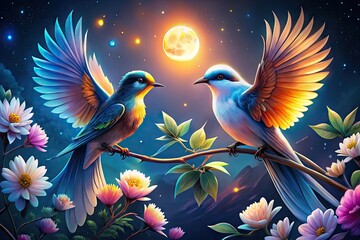 Fototapeta premium Beautiful birds representing peace and harmony in nature showcasing tranquility and freedom of spirit