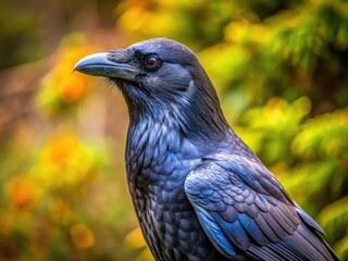 Fototapeta premium Beautiful Crow Bird Wallpaper Featuring Dark Feathers and Majestic Posture on a Natural Background