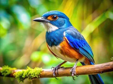 Beautiful Indian Koyal Bird Perched on a Branch in a Lush Green Forest Setting during Daylight