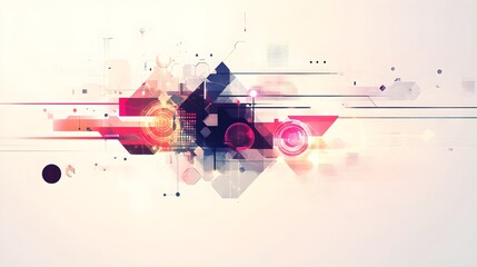 A futuristic technology vector illustration featuring abstract geometric shapes with a light solid color background