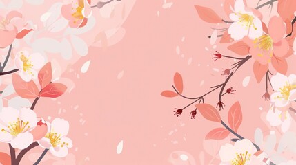 Warm Spring Blossoms Pink Background - a beautiful and enchanting sight. A delicate blend of pink blossoms against a warm spring backdrop, evoking a sense of renewal and hope