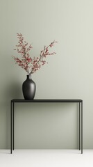 Minimalist Console Table with Black Vase and Flower Arrangement