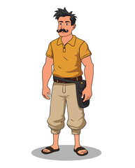 A labour cartoon character design standing pose