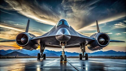 Fototapeta premium Captivating Images of the SR-71 Blackbird Stealth Aircraft in Various Angles and Settings