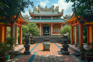 Obraz premium Mystical asian ancient temple. Asian culture and heritage concept.