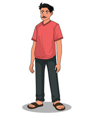 Standing Village Man Cartoon Character Art
