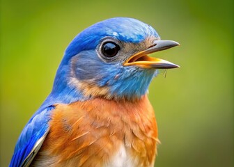 Cheerful Cartoon Bluebird with Bright Colors and Expressive Features Against a Simple Background