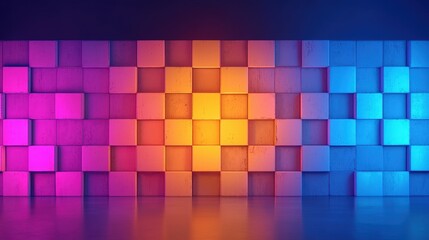 Abstract Neon Lights Geometric Wall Background   3D Render