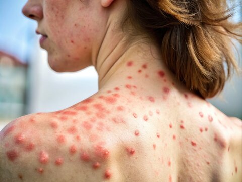 Chronic Dermatographic Urticaria Skin Condition Close-up with Red Hives and Allergic Reaction Symptoms