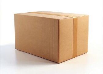 Closed cardboard box isolated on white background for delivery service and shipping concepts