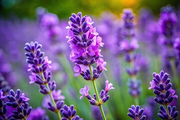 Close-up of a delicate lavender flower showcasing vibrant purple petals and lush green foliage