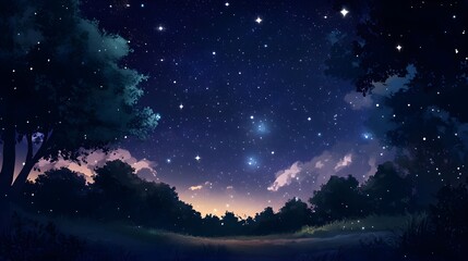 Fototapeta premium A serene night sky filled with countless stars, captured in a wide-angle view, perfect for evoking a sense of wonder and tranquility