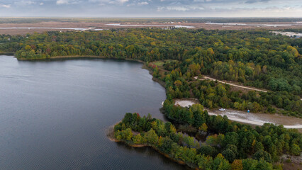 Aerial shot of Lake Audrey and the boat ramp in Maurice River Township.